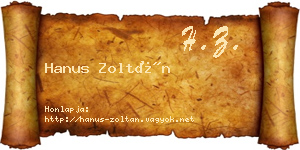 Hanus Zoltán névjegykártya